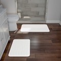 Hastings Home 2-piece Bathroom Rug Set, Memory Foam Mats, Wavy Microfiber Non-Slip Absorbent Runner, White 379950DGW